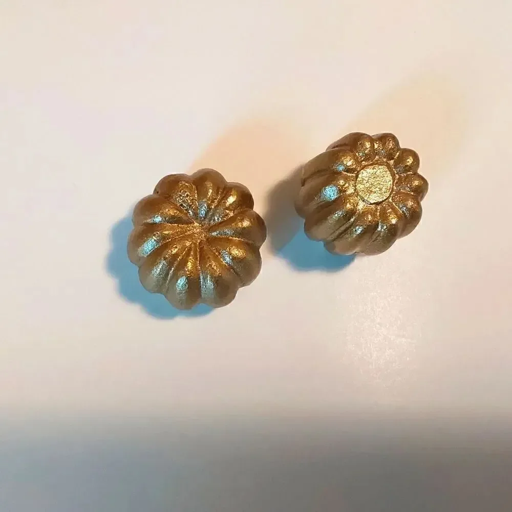 Gold Pumpkin Taper Candle Holders Set of 2